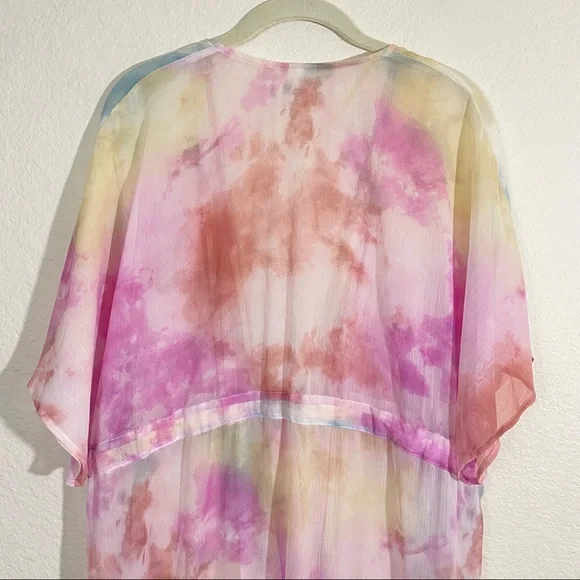 Sz: XXL/XXXL (2X-3X) Dark Leopard Print & Tie-Dye Multi-Color Swim Cover Kimonos - Picture 13 of 14